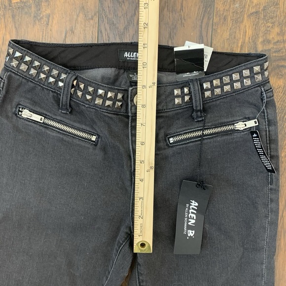 Allen B Studded Denim Shorts Women's Size 4 Gray Moto Zip NWT Punk Y2K Style - Picture 8 of 9